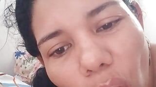 My girlfriend sucks it until she drinks a delicious milk